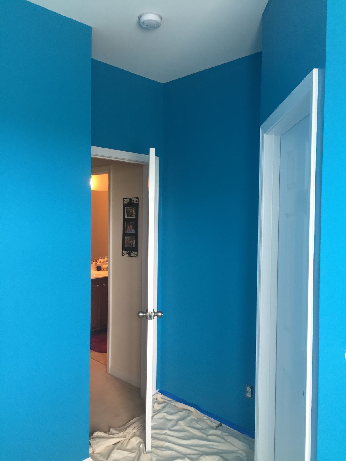 Interior room painting in Wendell NC blue accent wall