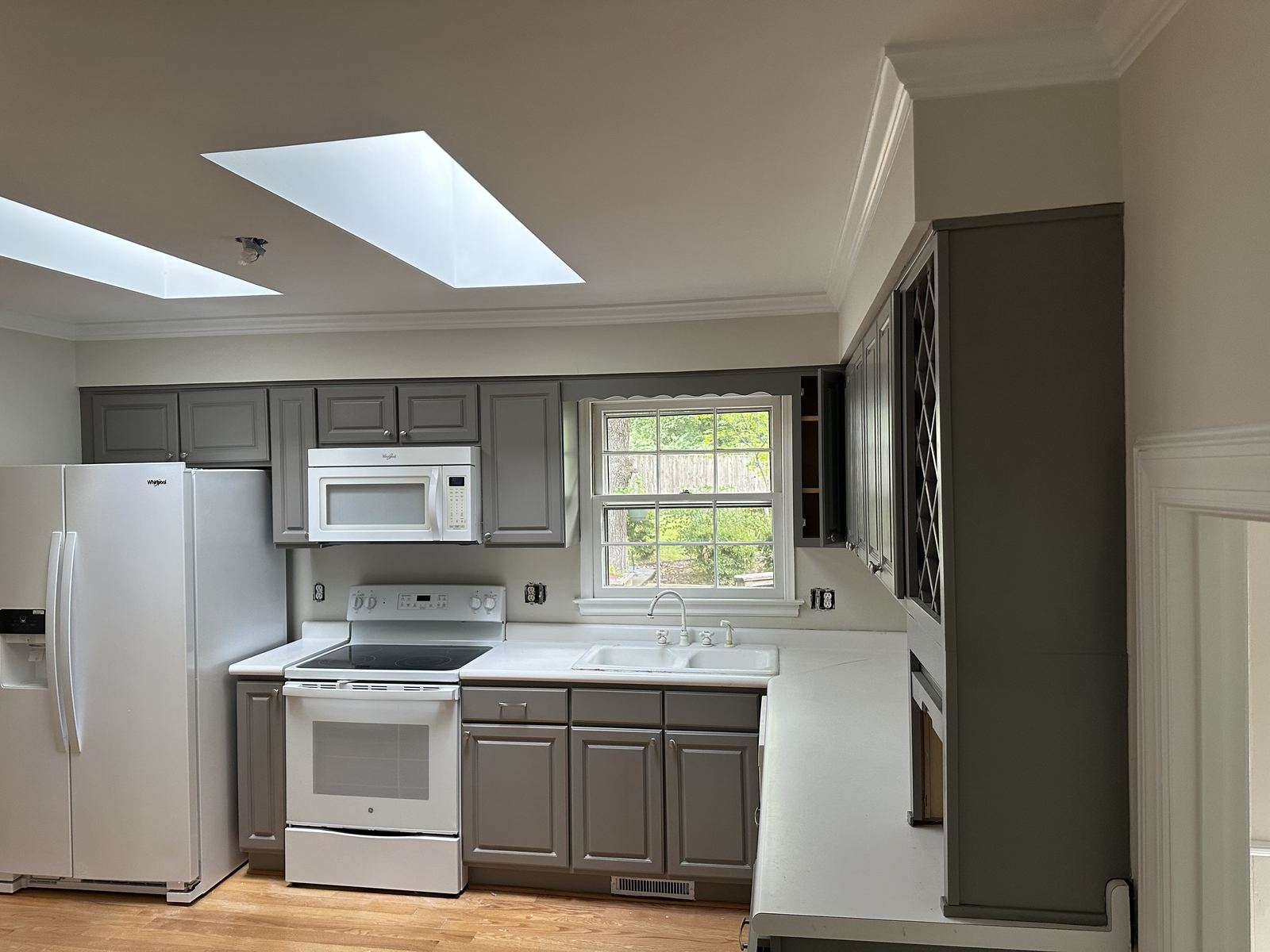 Interior cabinet painting in Wendell NC with gray finish